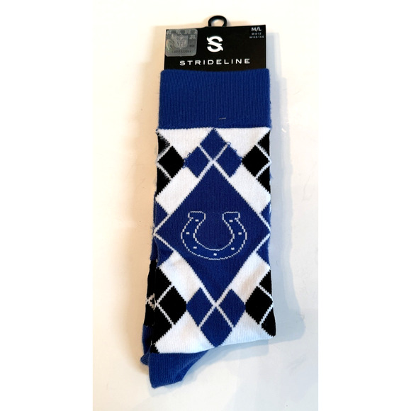 Strideline Indianapolis Colts Argyle Socks M/L Sizes M: 8-12 W: 9.5-13.5 NWT - Picture 1 of 4